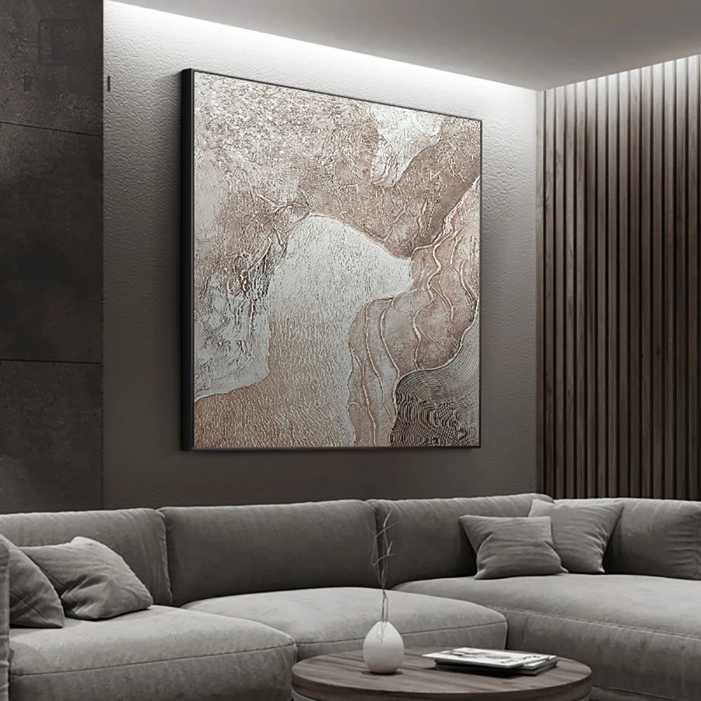 

Modern Abstract Grey Canvas Painting Wall Decor Picture Art Hand-Painted Latest Design Oil Painting Thick Texture Abstarct Mural
