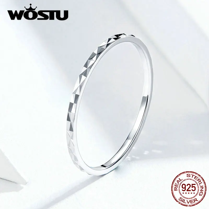 WOSTU Новое поступление 100% Настоящее серебро 925 пробы минималистичное кольцо хит