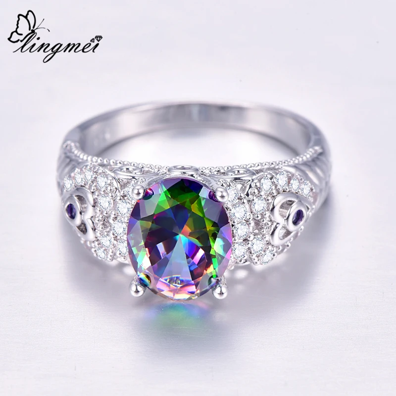 Женское Обручальное кольцо с овальным цирконом серебряного цвета размеры 6