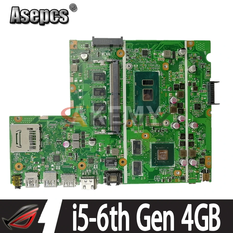 Akemy X541UVK Материнская плата Asus X541UJ X541UV X541U F541U R541U ноутбука i5 6th gen Процессор 4 Гб