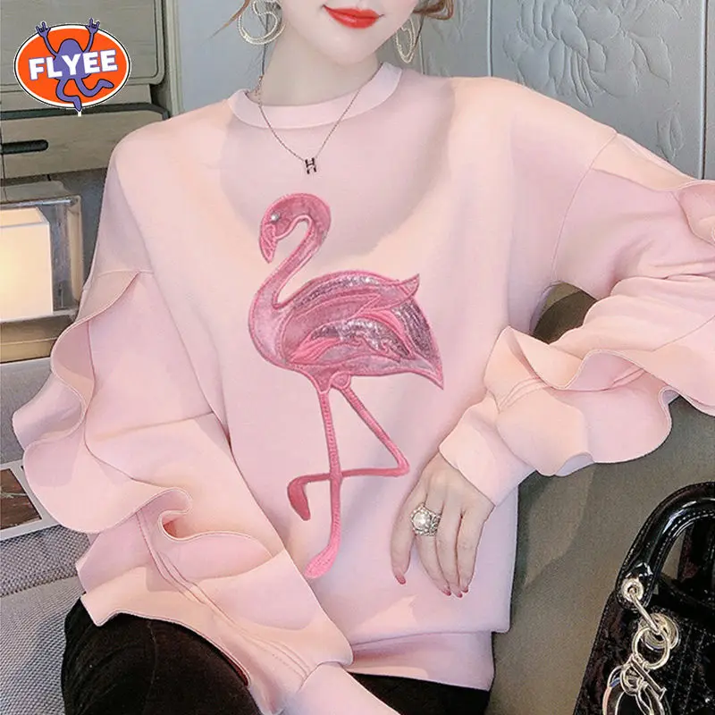 

Pink Kawaii Hoodie 2021 Spring Harajuku Japanese Sweets crane Cute Cat Hoodie For Girls Soft Streetwear Women Top Autumn