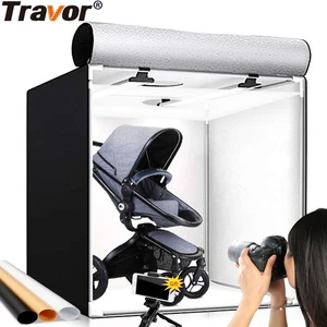 Портативный светильник вой короб TRAVOR 60 см, софтбокс с фоном 3 цветов для студии, светодиодный фотобокс, настольный светодиодный бокс, фотопалатка