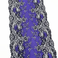 3ylot width 8 12 inch 22cm purple black elastic stretch lace trim lingerie sewing craft diy apparel fabric garment accessory