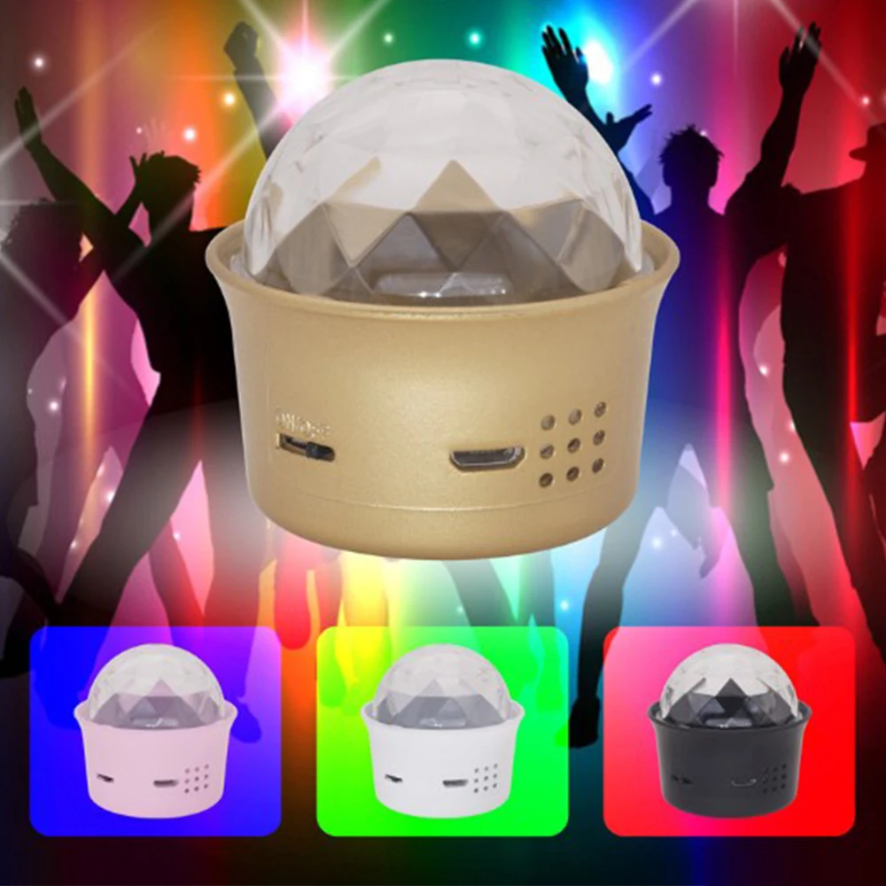 Звуковая активация вращающийся чешское стекло диско шар DJ Вечерние огни 3 Вт RGB