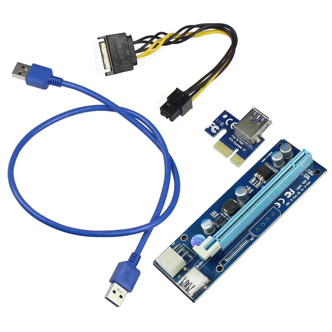 PCI E Райзер Express 1X до 16X карта Райзера USB 3 0 SATA кабель питания BTC для майнинга