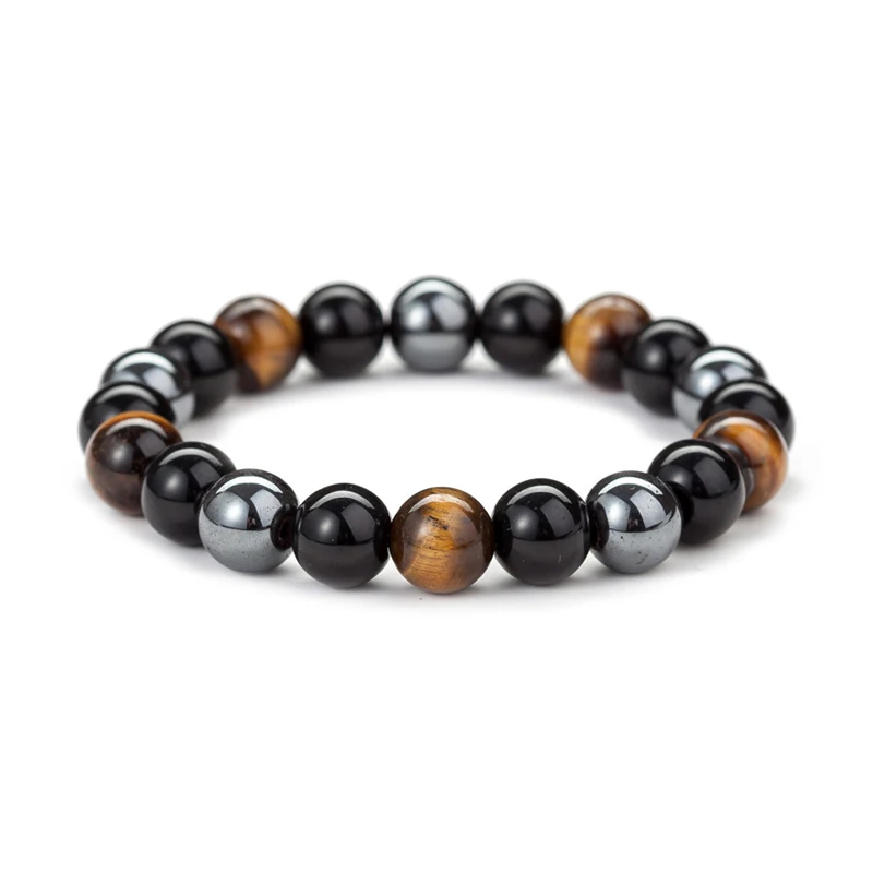 

Tiger Eye & Hematite & Black Obsidian 10mm Stone Bracelet Handmade DIY jewelry
