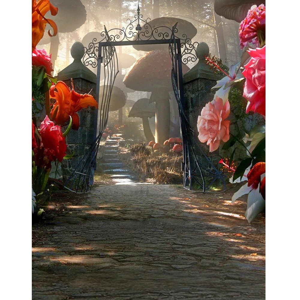 Фоны для фотосъемки сказочная Алиса-страна чудес волшебный лес день рождения