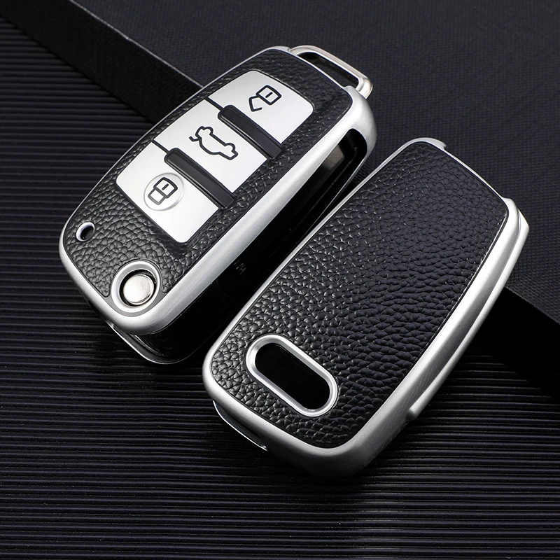 

TPU Leather Car Key Case 3 Buttons Folding Remote Control Fob Protector Cover For Audi A1 A3 A6 Q2 Q3 Q7 TT TTS R8 S3 S6 RS3 A6L