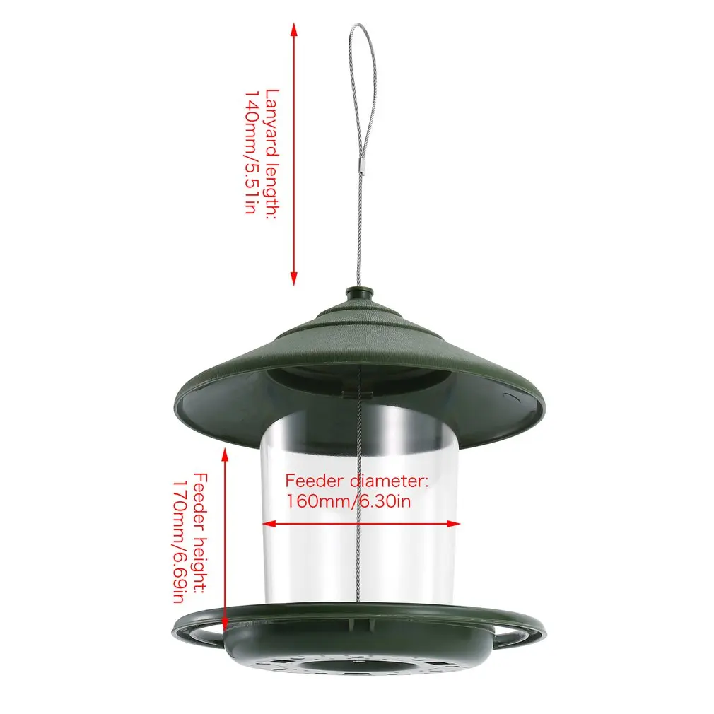 

Bird Feeder Plastic Bird Food Feeder With Roof Container Waterproof Hanging For Garden Decoration With Wire Rope