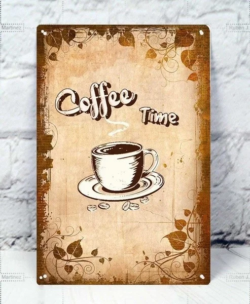 

Retro tin paintings Coffee Bar Sign Premium Coffee Time Retro Vintage Metal Tin Signs Kitchen Wall Art Decor
