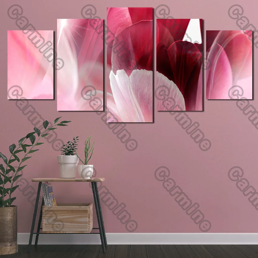 

Poster Pink Petals Light Abstract Canvas Painting 5Pcs Posters Painting Wall Art Decoration for Living Room and Bedroom