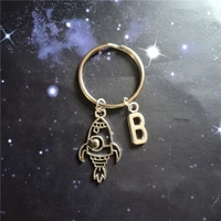 rocket keyring space lover gift rocket ship keychain bag charm christmas gifts space rocket keychain initial keychain
