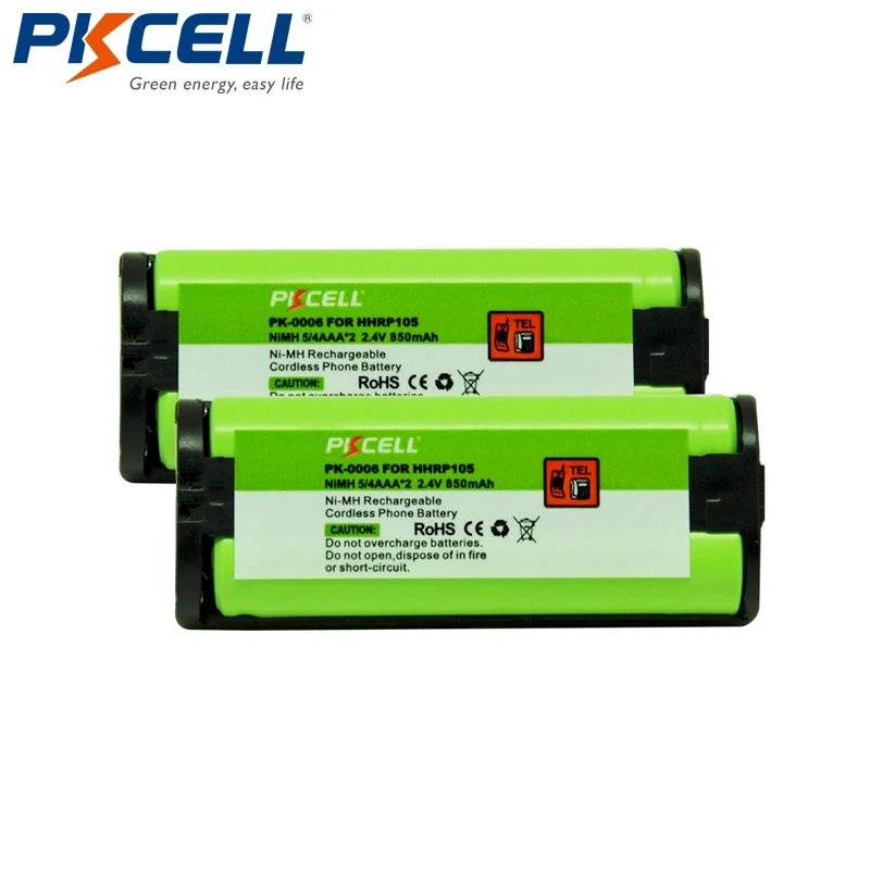 

2pcs PKCELL 2.4V 850mAh Ni-MH Home Phone Replacement Battery for Panasonic HHRP105 HHR-P105