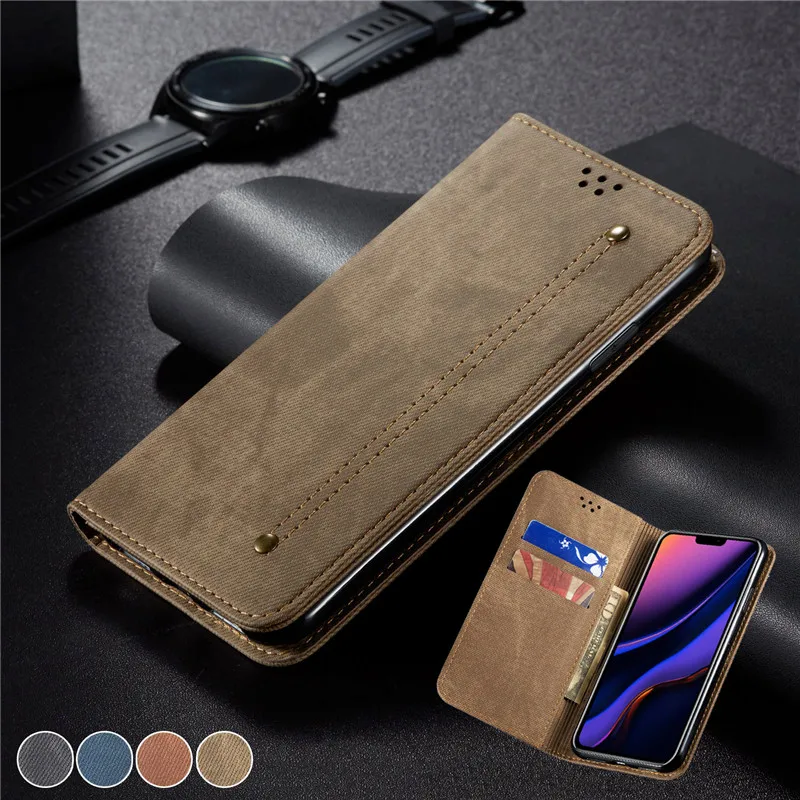 Магнитный джинсовый кожаный чехол в стиле ретро для iPhone 12 11 Pro XS Max X XR бумажник с