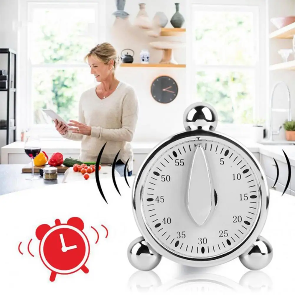 

Kitchen Timer Portable Count Down Plastic Electroplating Creative Alarm Clock for Home