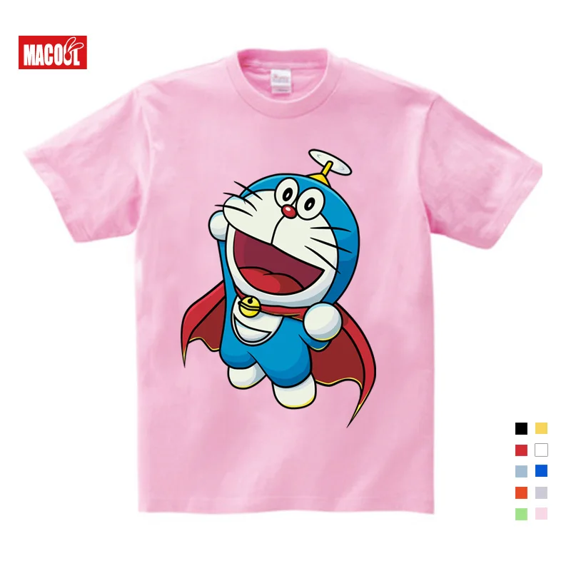 Распродажа летняя новая футболка с мультяшным принтом Doraemon одежда для мальчиков