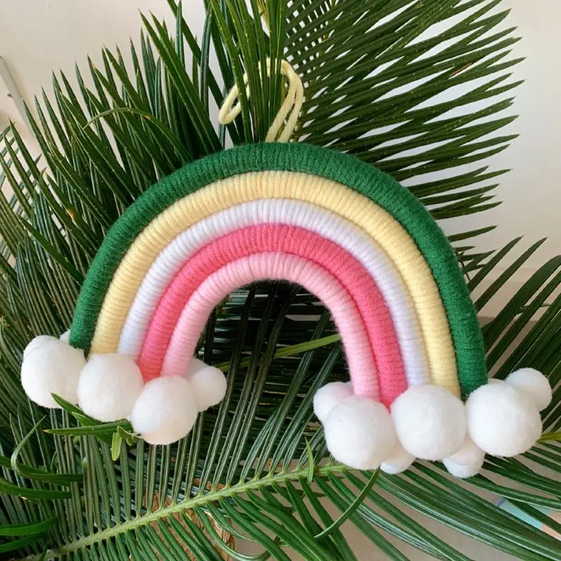 

Hand-Woven Rainbow Ornaments Wall Hanging Home European Style Decoration For Kids Room Nursery Decoration Cute Hanging Decor