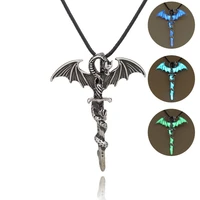 creative jewelry new fashion mens rock fashion pterodactyl ancient silvery sword luminous punk necklace