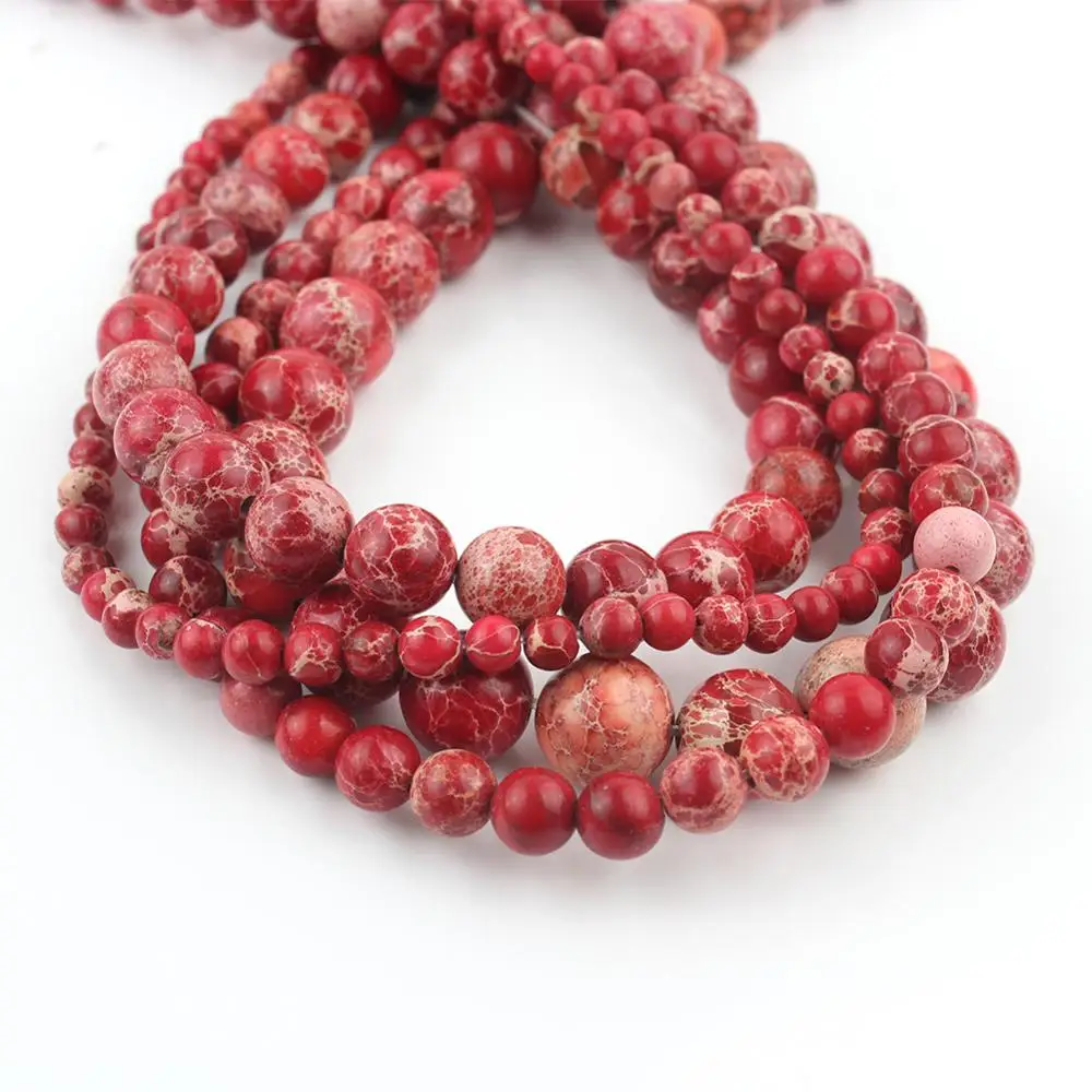 Осадочные Бусины Из Натурального Красного камня императорские жаберы круглые