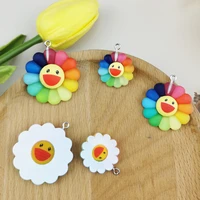 10pcspack sun shine 3d smile sun flower resin charms pendant earrings necklace diy fashion jewelry accessories phone case patch