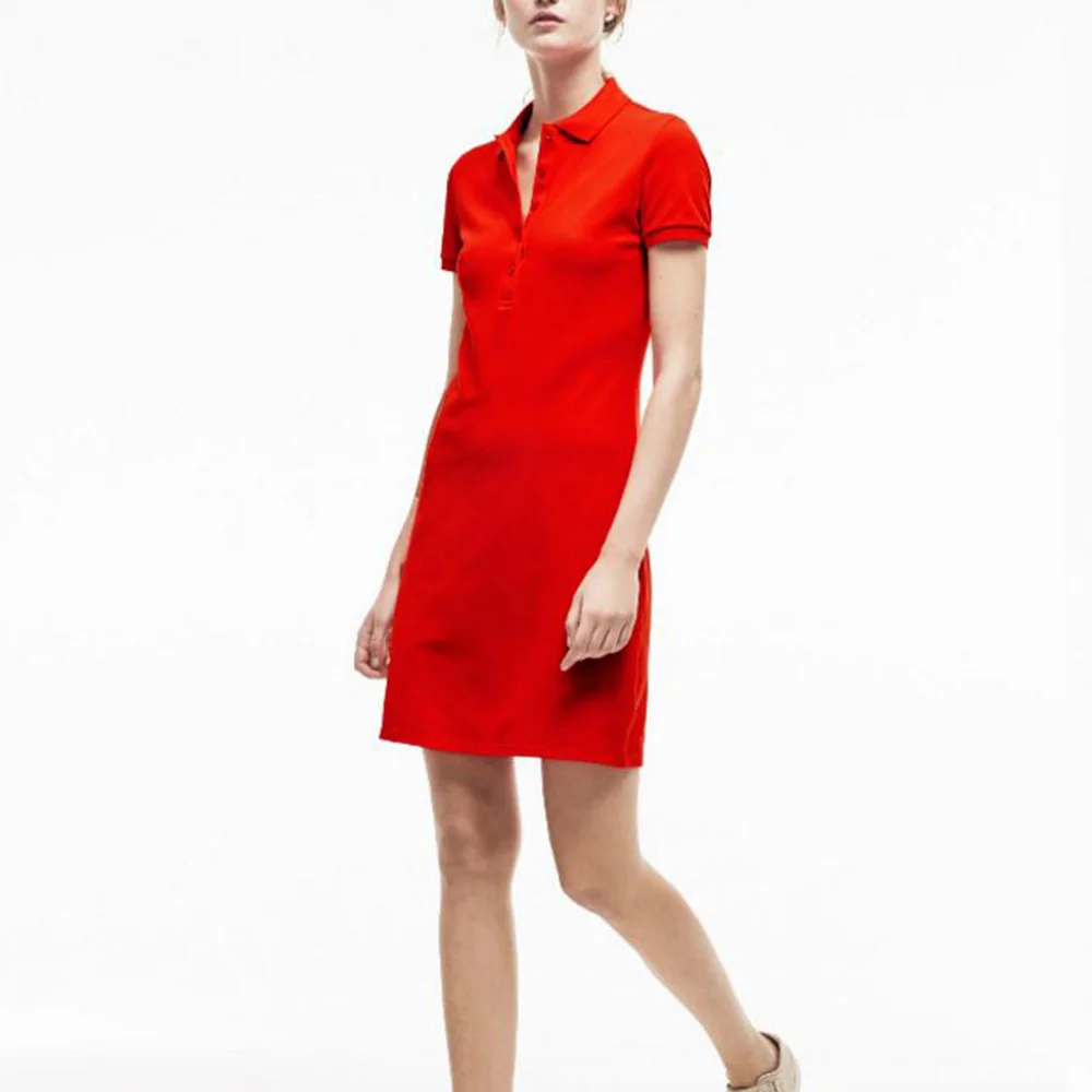 

Женское платье-поло с коротким рукавом и отложным воротником