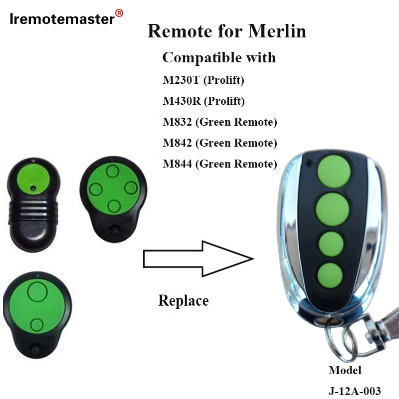 For Merlin M832 M842 M844 Garage Door 230t 430r Remote Control 433.92mhz Rolling Code