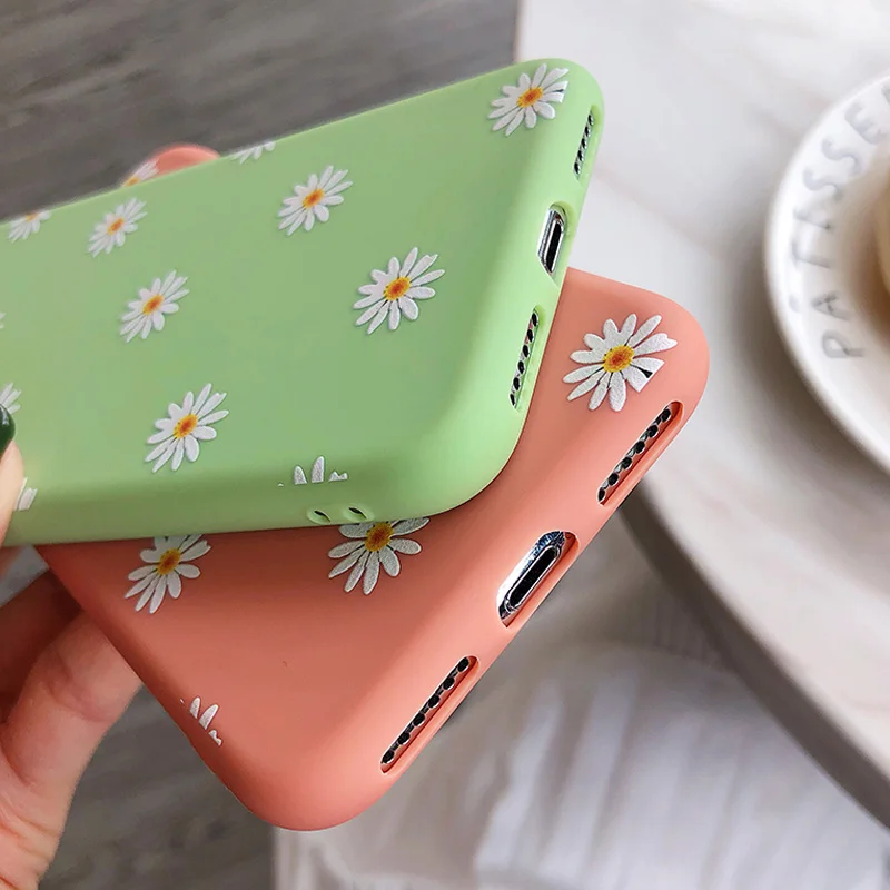 Мягкие телефонные чехлы Moskado карамельных цветов с ромашками для iPhone XS XR Max чехол 8 7