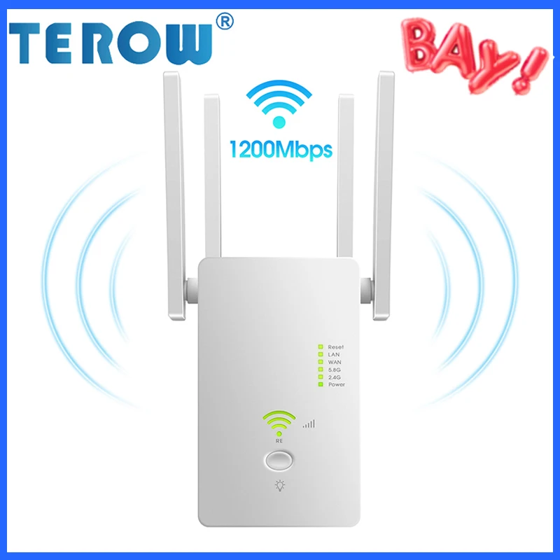 

Mini Wifi Router Signal Booster 1200Mbps Gigabit Wifi Repeater 2.4GHz & 5.8GHz 4 Antennas LAN Wi-Fi Long Range Amplifier