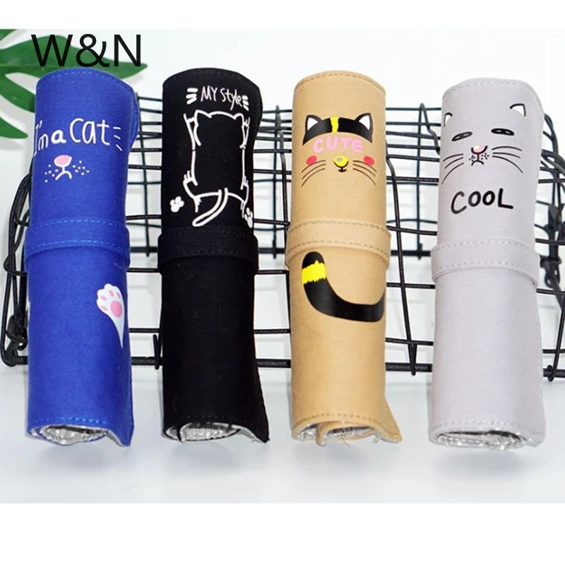 Пенал с милым котом для девочек и мальчиков тканевый чехол ручек карандашей