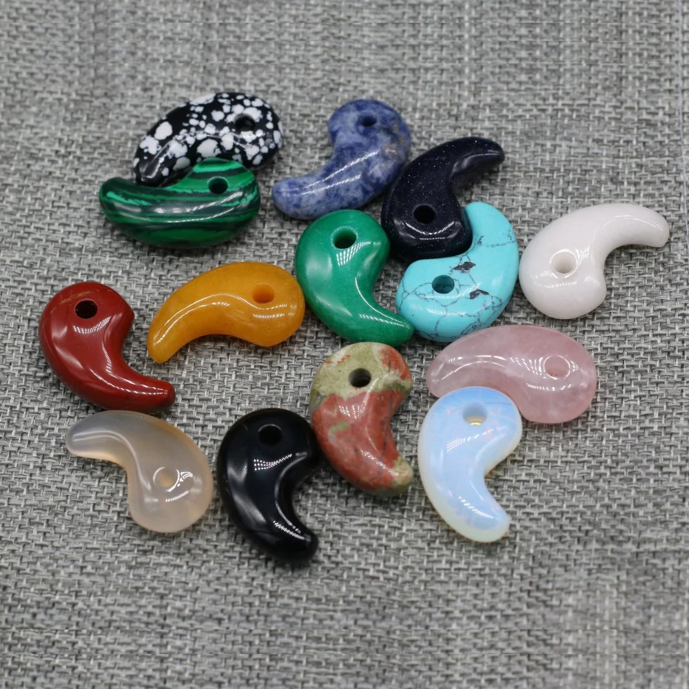 

2021Explosion Natural Stone Comma Perforated Pendant High Quality Handmade Crafts Necklace Bracelet Anklet Earrings Jewelry Gift