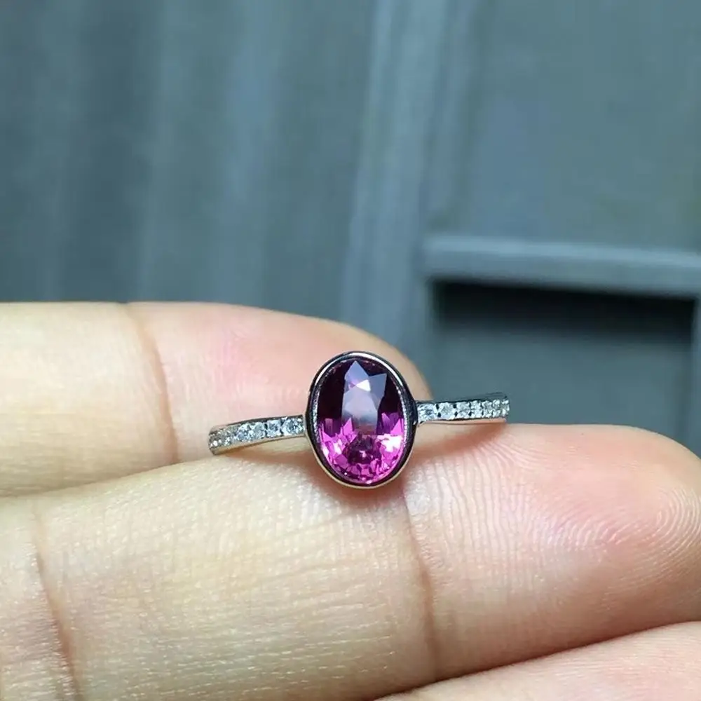Natural Magnesium Aluminum Garnet Oval S925 Sterling Silver Ring is Simple and Elegant for Women Free Shipping | Украшения и