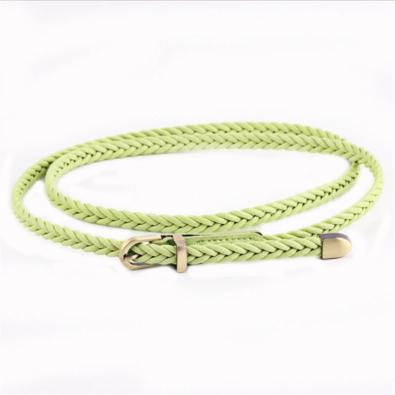 Тонкий плетеный пояс новинка Летний Пляжный розовый зеленый синий белый