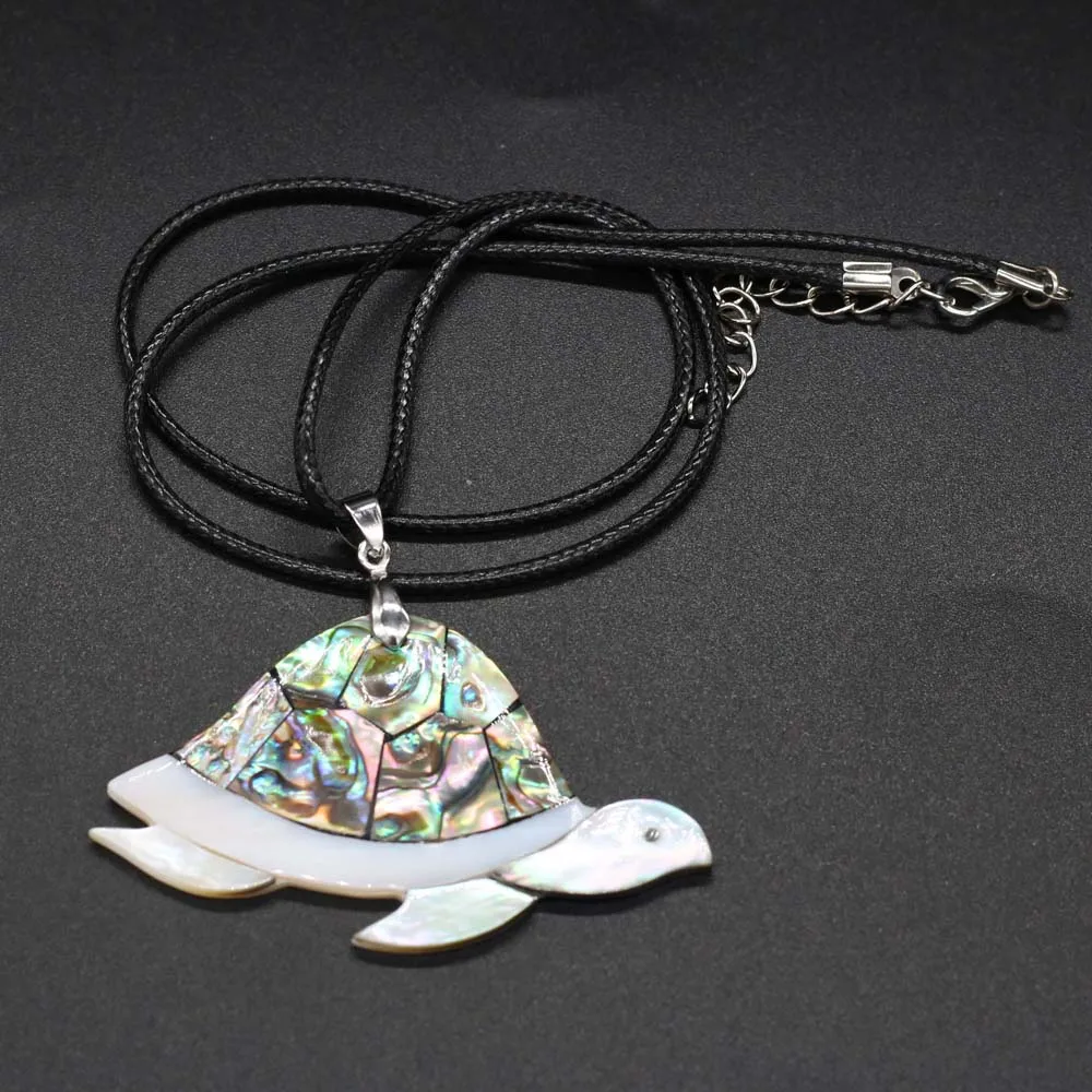 

Natural Shell Necklace With Sea Turtle Shaped Pendant Leather Cord 2MM Charms For Elegant Women Love Romantic Gift