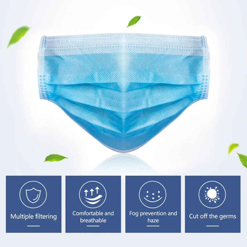 В наличии 3 слоя одноразовая маска для лица против гриппа защиты маски с защитой