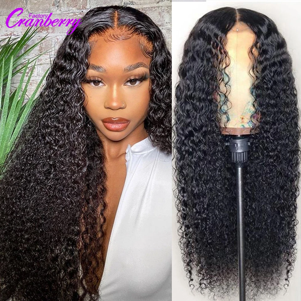 Peruvian Curly Wave Closure Wig Cranberry Hair Remy Human Hair Wigs For Black Women 4x4 Lace Closure Wig Pre lucked Hairline