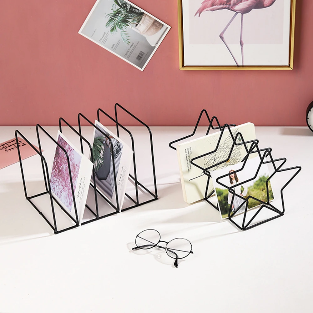 Геометрический Железный многоуровневый книжный журнал держатель для документов