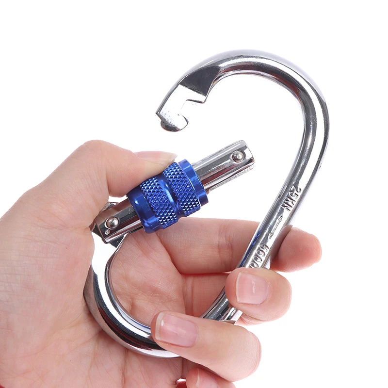 

O-shape Steel Climbing Carabiner Screw Locking Gate Carabiner Heavy Duty Hammock Buckle Climbing Hiking Accessories