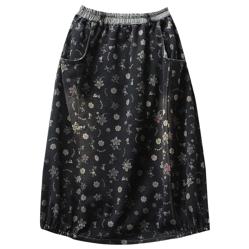 Джинсовая Вельветовая Толстая Ретро осенняя и зимняя новая флисовая юбка с