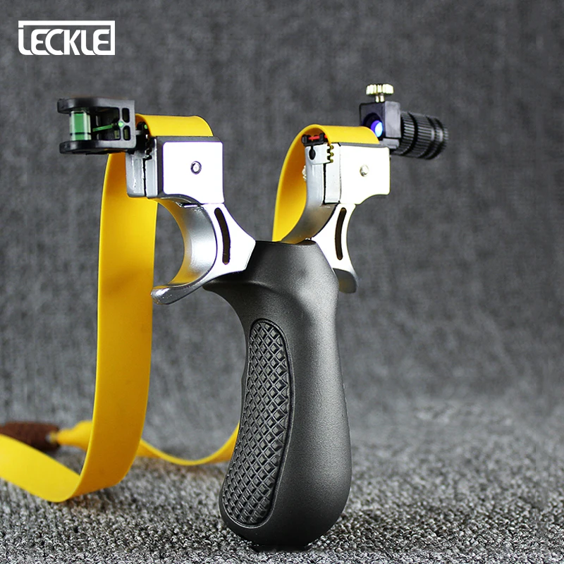 

Professional Hunting Resin Slingshot With Blue Light Sight Level With Flat Rubber Band Powerful Sling Shot Bow Outdoor Shooting