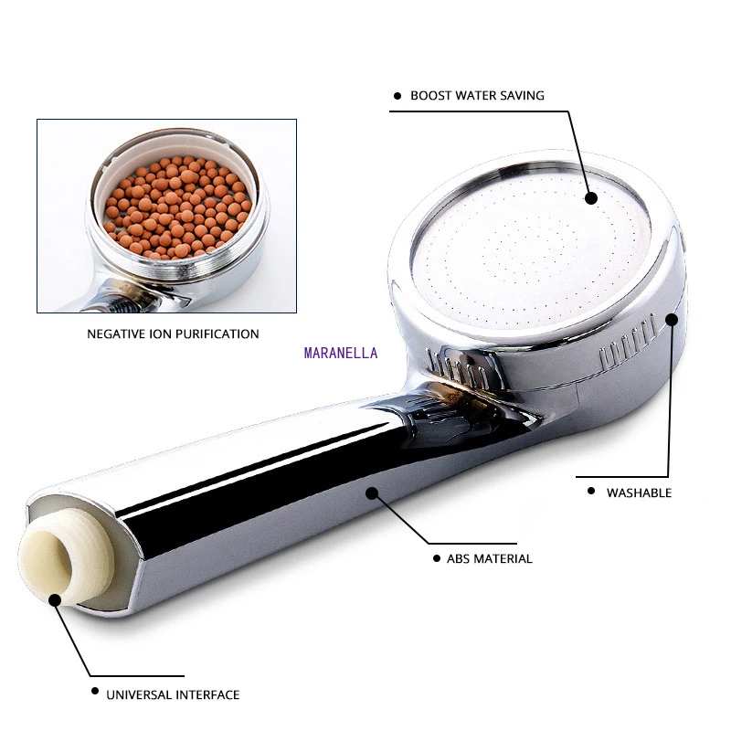 

1PC Pressurized Nozzle Shower Head ABS Bathroom Accessories High Pressure Water Saving Rainfall Chrome Shower Head
