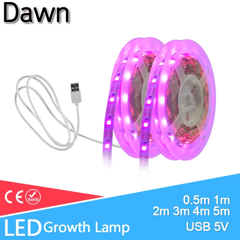 Светодиодный светильник светодиодный Strip1m 2m 3m 4m 5m полный спектр USB 5V Чип SMD 2835 Фито