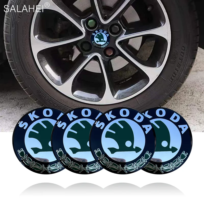 

4PCS 56mm Car Wheel Center Cap Rim Badge Emblem Stickers For Skoda Scala Octavia Superb Kamiq Karoq Kodiaq Rapid Fabia Styling