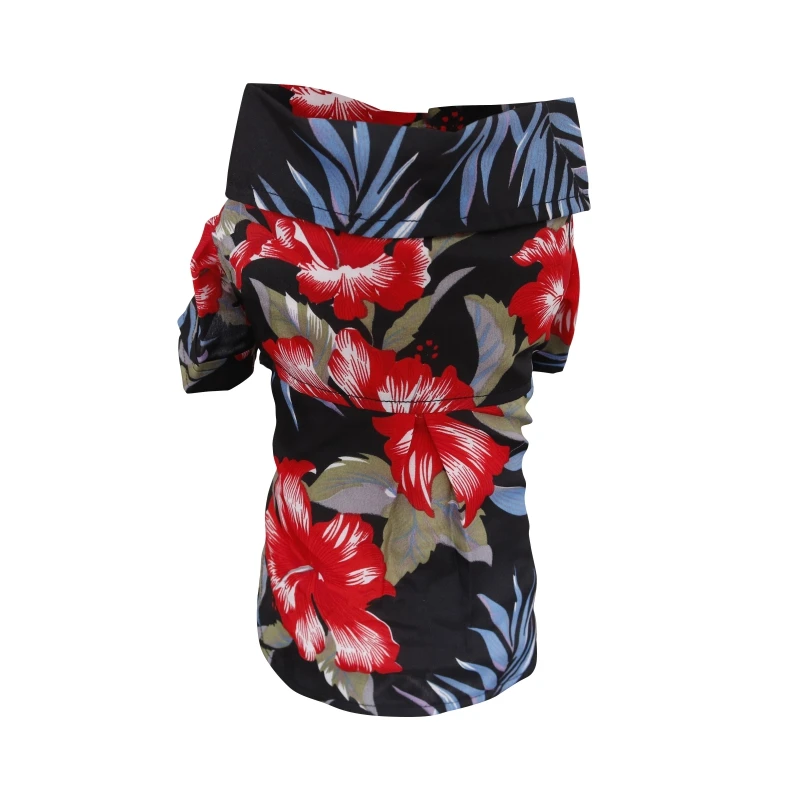 

Summer Product Room Dog Shirts Summer Beach Clothes Vest Pet Clothing Floral T-Shirt Hawaiian For Small Large Dog Chihuahua