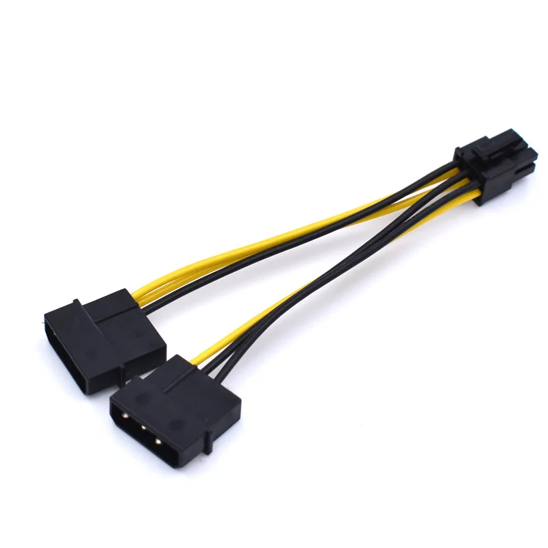 100 шт./лот 18AWG двойной кабель Molex 4 контактный к PCI E 6 контактному адаптеру питания|ide