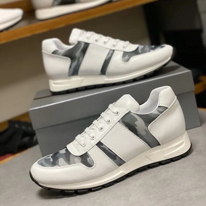 Кроссовки мужские из натуральной кожи камуфляжные дышащие на шнуровке | Спорт и