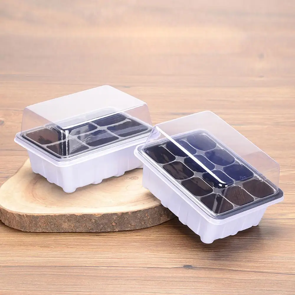 6/12 Cells Plastic Nursery Pots Planting Seed Tray Kit Plant Germination Box with Dome Garden Grow Gardening Supplies 2 Pcs | Дом и сад