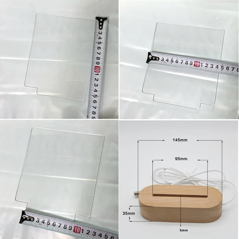 USB Wood Table Light with Blank Acrylic Panels Wooden Lamp DIY Night Lights Oval/round Base | Освещение