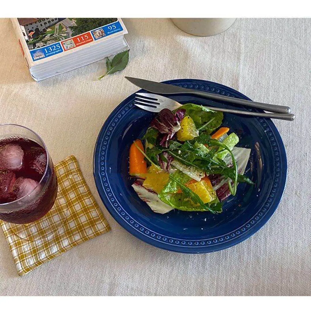 

High-Grade Inlay Pearl Beads Dishes Cake Dessert Decoration 8.5 Inch Flatware Plate Ceramic Plates Breakfast Spaghetti Curry