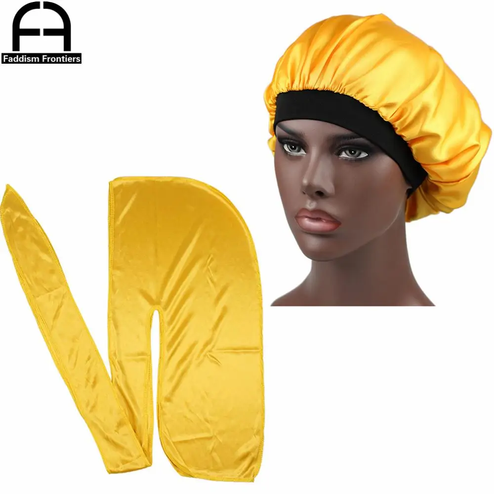 Шелковая Атласная шапочка Durag для мужчин и женщин банданы с шелковистой
