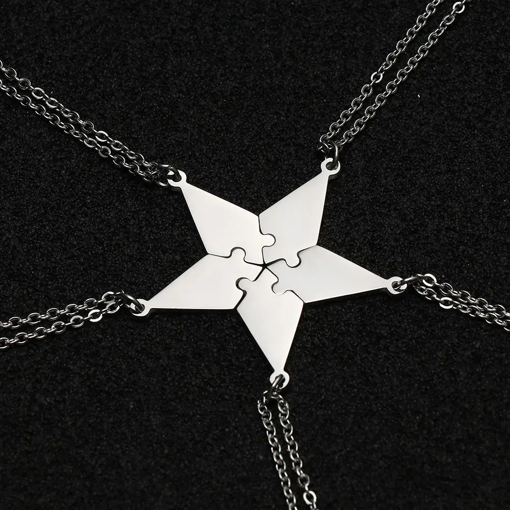 

Titanium Steel 5 Piece Best Friends BFF Necklaces Friendship Puzzle Piece Charm Pendant Necklace Jewelry Birthday Gift